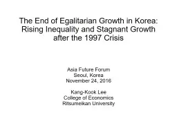 The End of Egalitarian Growth in Korea: