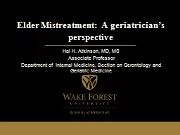 Elder Mistreatment:  A geriatrician’s perspective