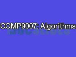 COMP9007: Algorithms