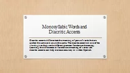 Monosyllabic Words and