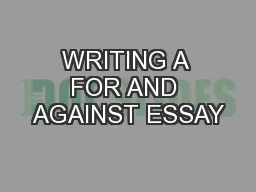 WRITING A FOR AND AGAINST ESSAY