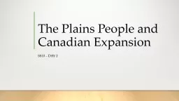 The Plains People and Canadian Expansion