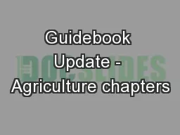 Guidebook Update - Agriculture chapters