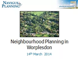 Neighbourhood Planning in