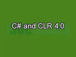 C# and CLR 4.0