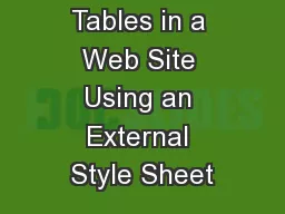 Creating Tables in a Web Site Using an External Style Sheet
