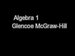 Algebra 1               Glencoe McGraw-Hill