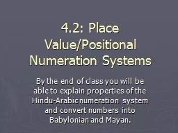 4.2: Place Value/Positional Numeration Systems