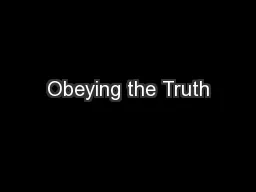 Obeying the Truth
