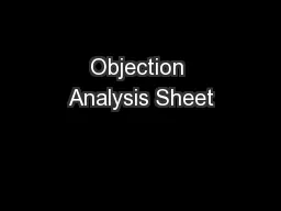 Objection Analysis Sheet