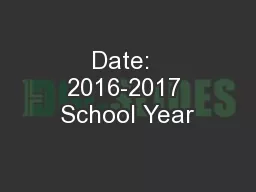 Date:  2016-2017 School Year