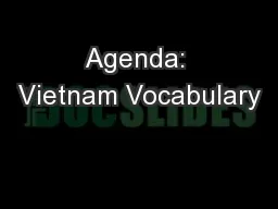 Agenda: Vietnam Vocabulary