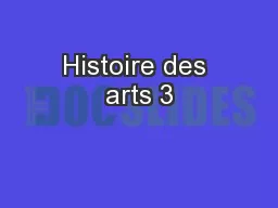 Histoire des arts 3