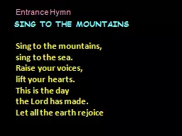 SING TO THE MOUNTAINS