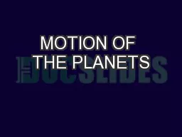 MOTION OF THE PLANETS