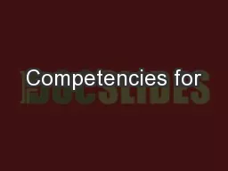 Competencies for