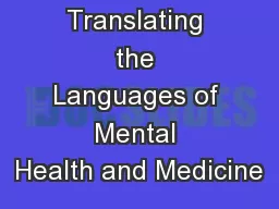 Translating the Languages of Mental Health and Medicine