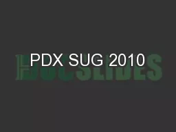 PDX SUG 2010