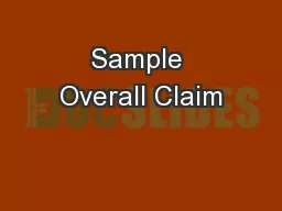 Sample Overall Claim