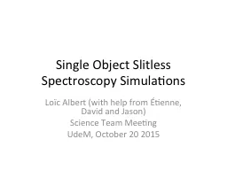 Single Object Slitless Spectroscopy Simulations