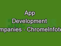 App Development Companies - ChromeInfotech