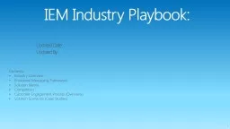 IEM Industry Playbook: