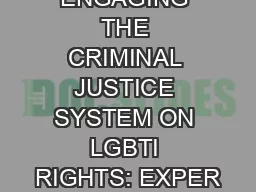 ENGAGING THE CRIMINAL JUSTICE SYSTEM ON LGBTI RIGHTS: EXPER