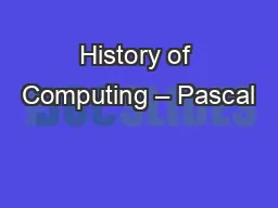 History of Computing – Pascal