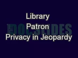 Library Patron Privacy in Jeopardy