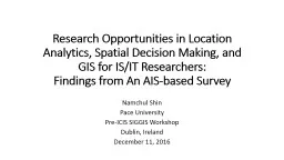 Research Opportunities in Location Analytics, Spatial Decis