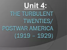 The turbulent twenties/postwar