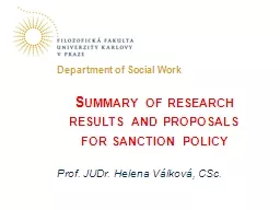 Summary of research results and proposals for sanction poli