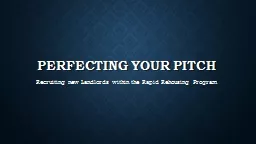 Perfecting your Pitch