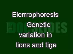 Elerrrophoresis    Genetic variation in lions and tige