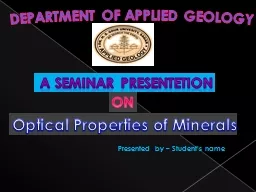 DEPARTMENT OF APPLIED GEOLOGY