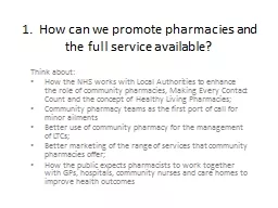 1.  How can we promote pharmacies and the full service avai