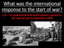 What was the international response to the start of war?