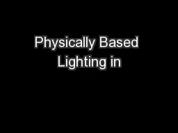 Physically Based Lighting in
