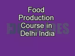 Food Production Course in Delhi India