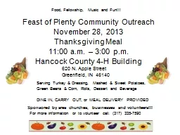 Feast of Plenty Community Outreach
