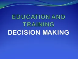 EDUCATION AND TRAINING