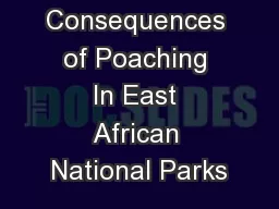 Consequences of Poaching In East African National Parks