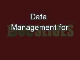Data Management for