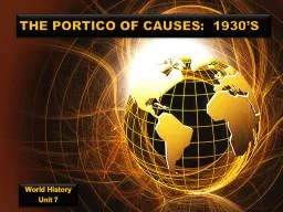 THE PORTICO OF CAUSES:  1930’S