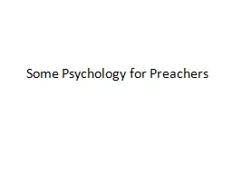 Some Psychology for Preachers