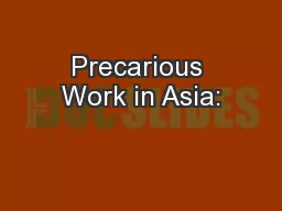 Precarious Work in Asia: