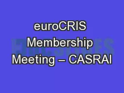 euroCRIS Membership Meeting – CASRAI