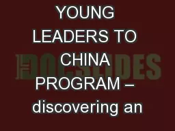 VICTORIAN YOUNG LEADERS TO CHINA PROGRAM – discovering an