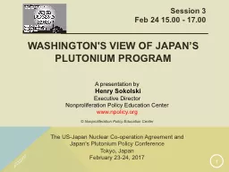 Washington's view of Japan’s Plutonium Program