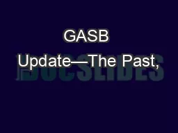 GASB Update—The Past,